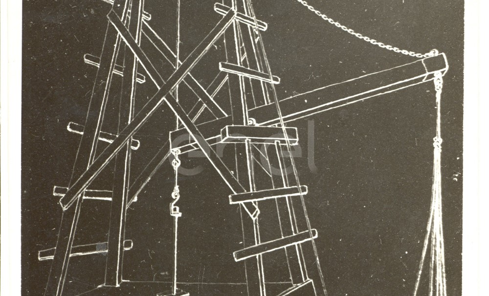 Fabbrica di Larderello. Disegni di vecchi attrezzi, sondaggi, magazzini sonde.
