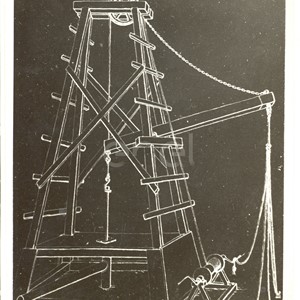 Fabbrica di Larderello. Disegni di vecchi attrezzi, sondaggi, magazzini sonde.