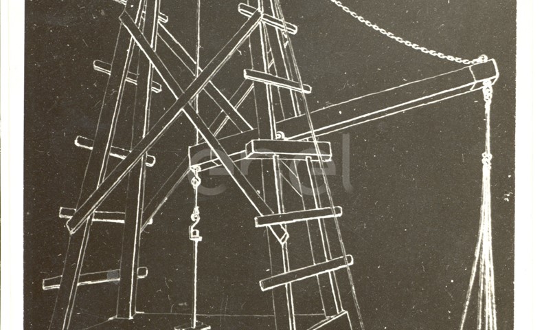 Fabbrica di Larderello. Disegni di vecchi attrezzi, sondaggi, magazzini sonde.