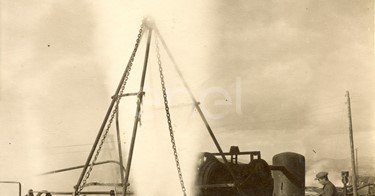 Fabbrica di Larderello. Esplosione di vari soffioni. 1906-1930.