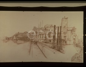 Riproduzione fotografica di un disegno della centrale