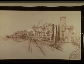 Riproduzione fotografica di un disegno della centrale