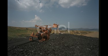 Banco di lignite e macchine escavatrici