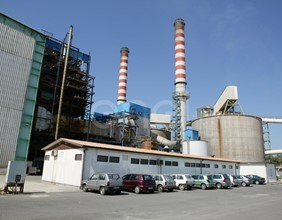 Vedute varie centrale di Sulcis con i camini e le caldaie